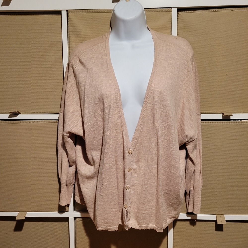 RUBBISH Blush Cotton Oversized Button Up Cardigan Women's M/L